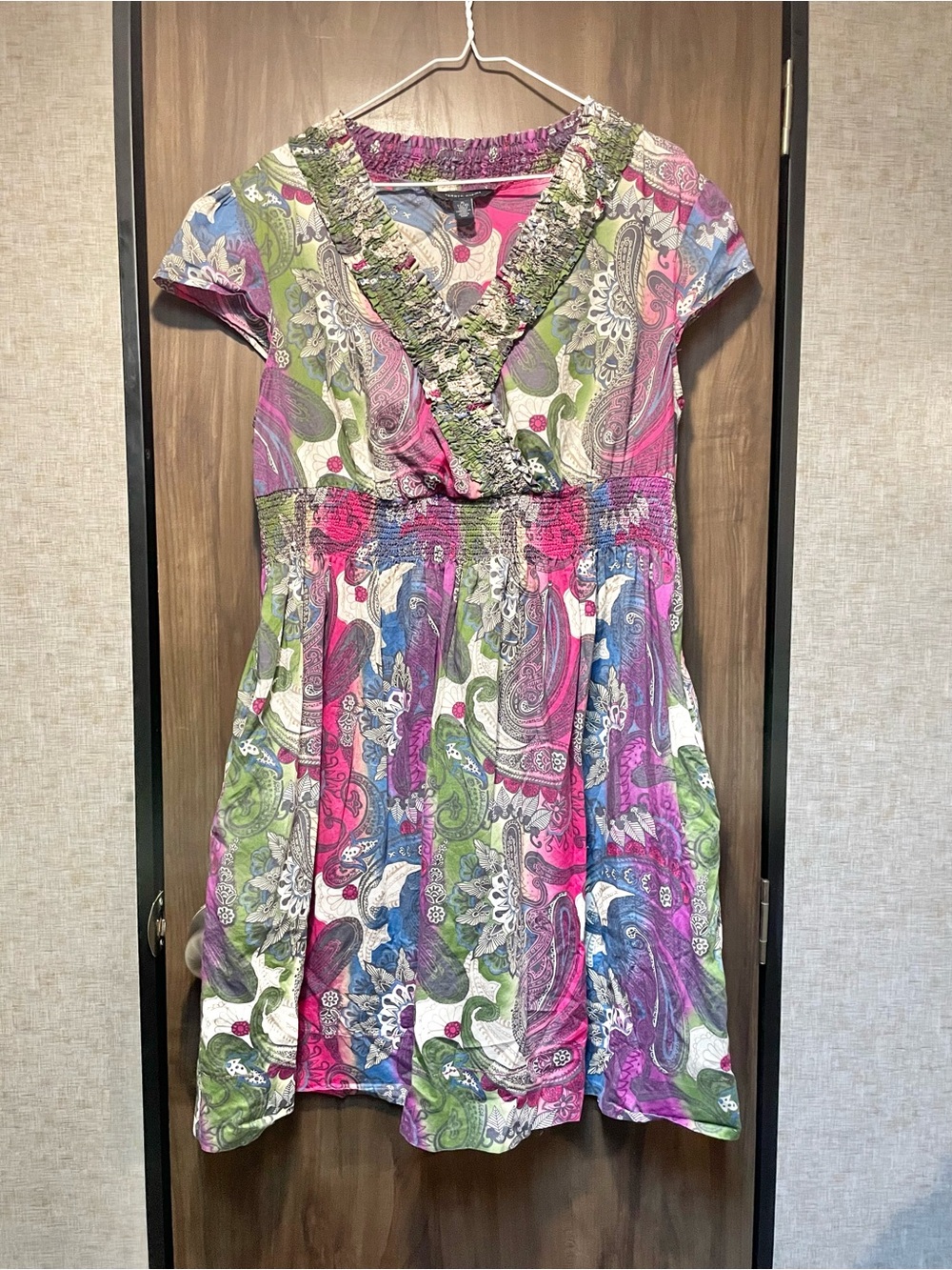 Tommy Hilfiger V Neck Short Sleeve Multicolor Floral Dress